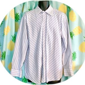 🛑 3/$22 Eighty Eight White Striped Shirt Button